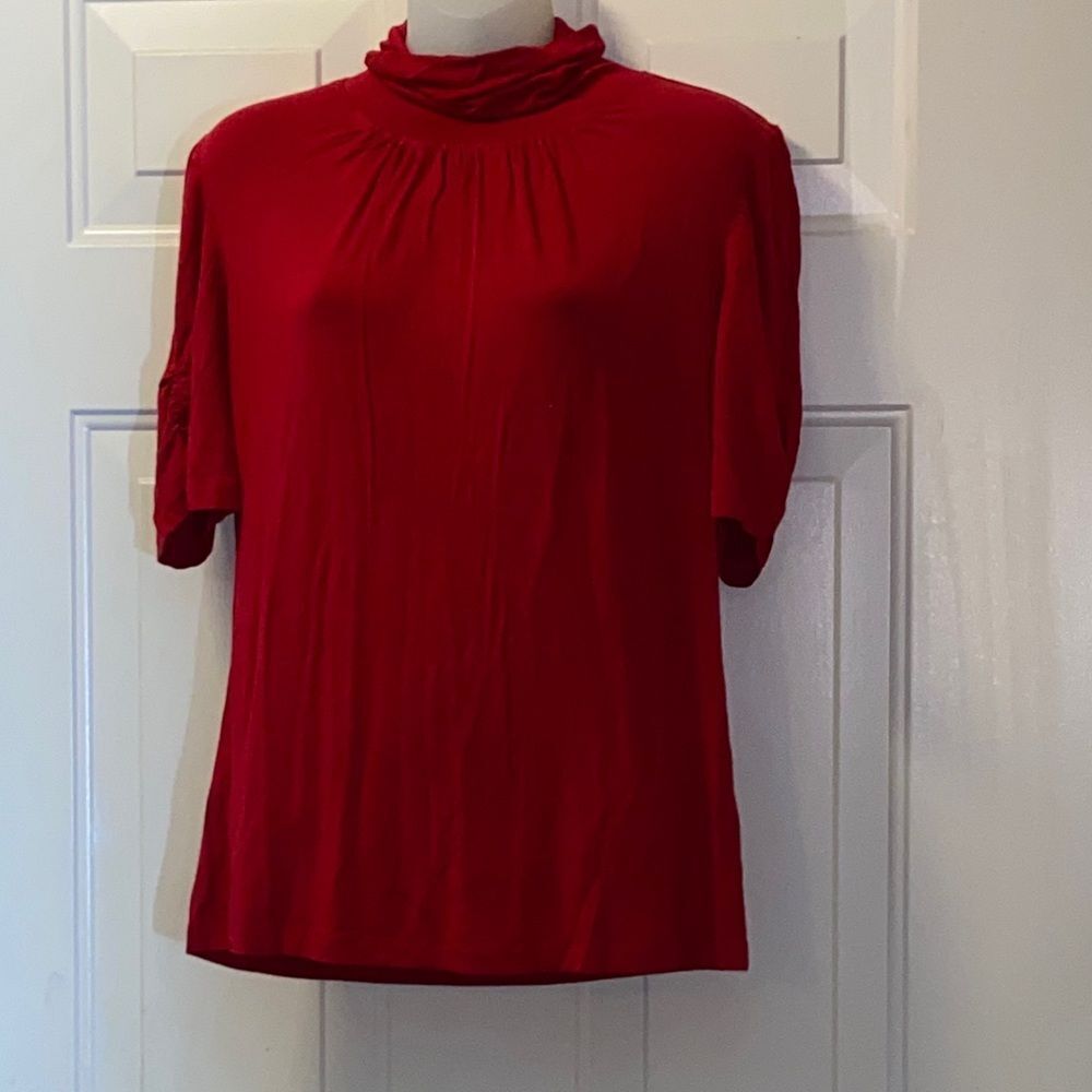 Elegant Red Women's Blouse Stretch Size Approximately ML No Tag